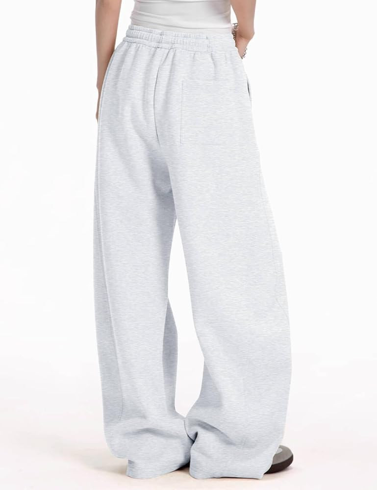 Womens Barrel Sweatpants Fleece Lined Wide Leg Sweat Pants Cotton Elastic Waisted Trousers with P... | Amazon (US)
