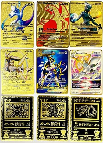 9PCS Metal Gold Plated Cards,GX, Ancient Metal Gold Card, Mewtwo GX Dark Nova, Arceus GX, Vmax, V... | Amazon (US)