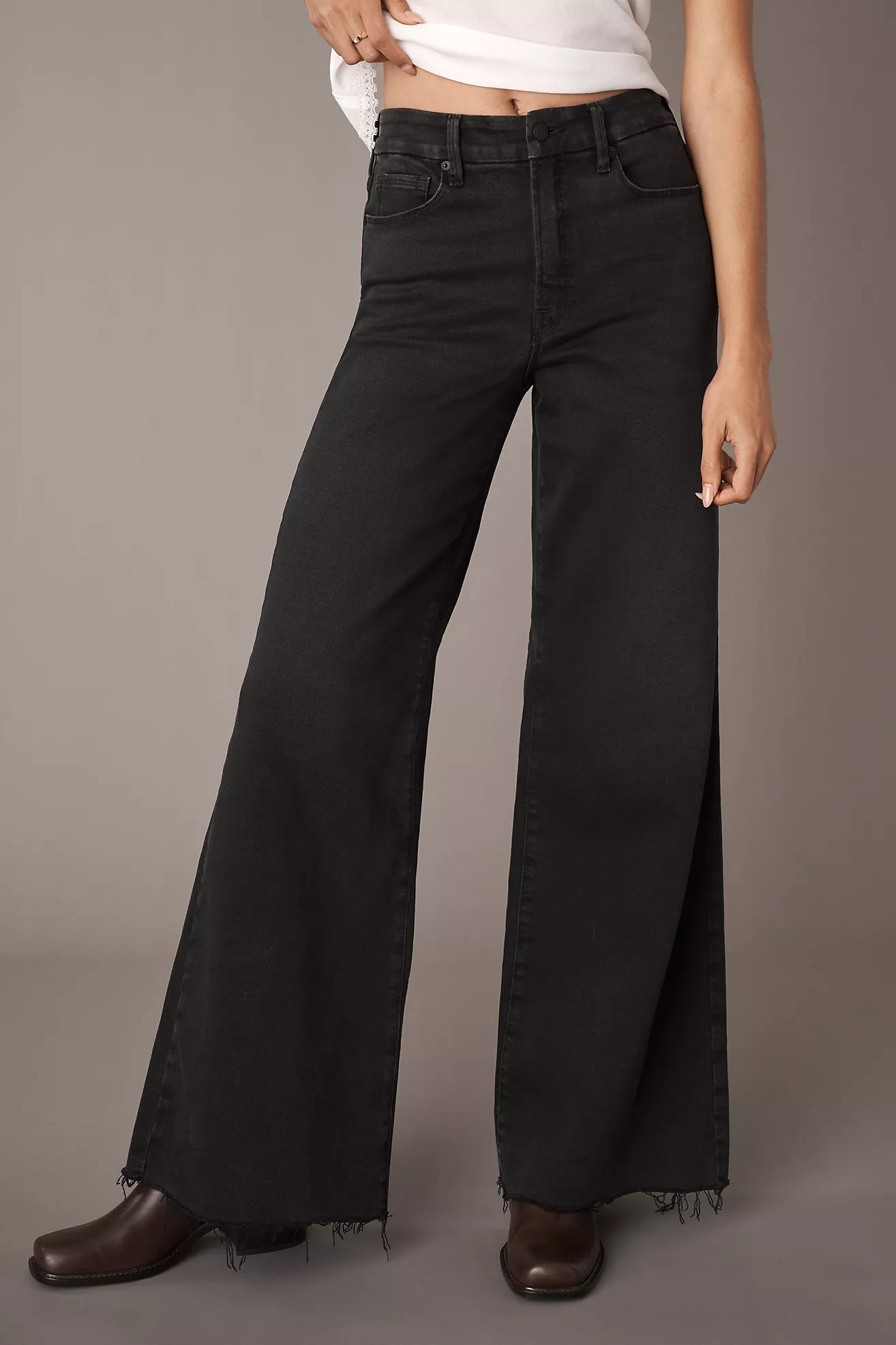 Good American Soft Tech Good Waist Palazzo Jeans | Anthropologie (US)