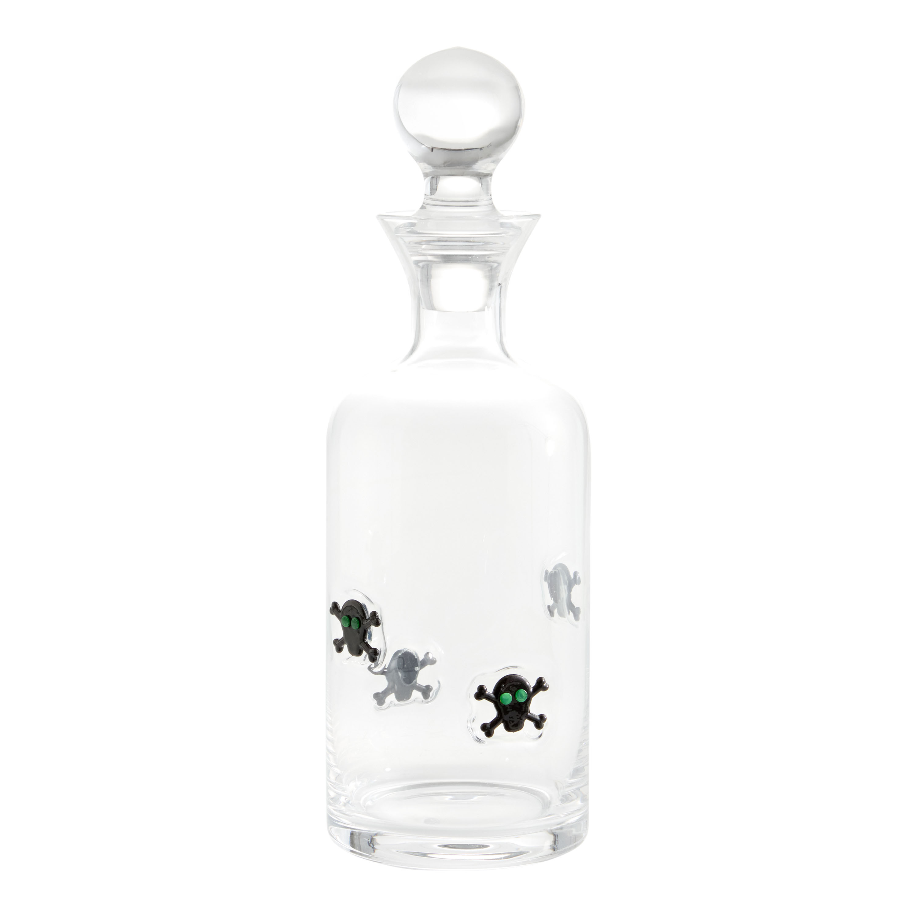 Charm Black Skull and Crossbones Inlay Glass Decanter | World Market
