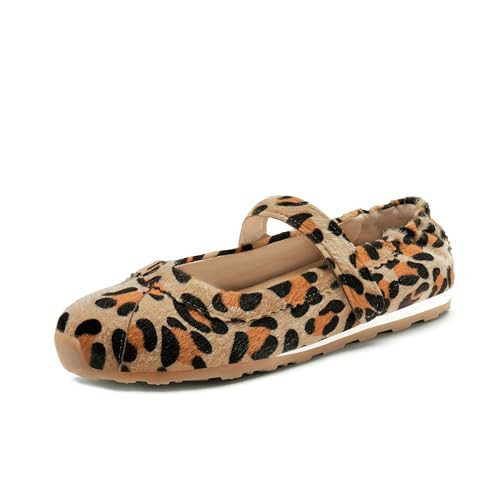 Tigeridea Leopard Flat Shoes for Women Mary Jane Sneakers Fashion Casual Comfortable Slip on Leopard Tennis Shoes Size 8.5 | Amazon (US)