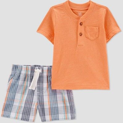 Baby Boys' Plaid Top & Bottom Set - Just One You® made by carter's Orange/Gray | Target