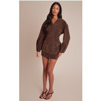 Tall Dark Brown Suede Mini Skirt | PrettyLittleThing UK