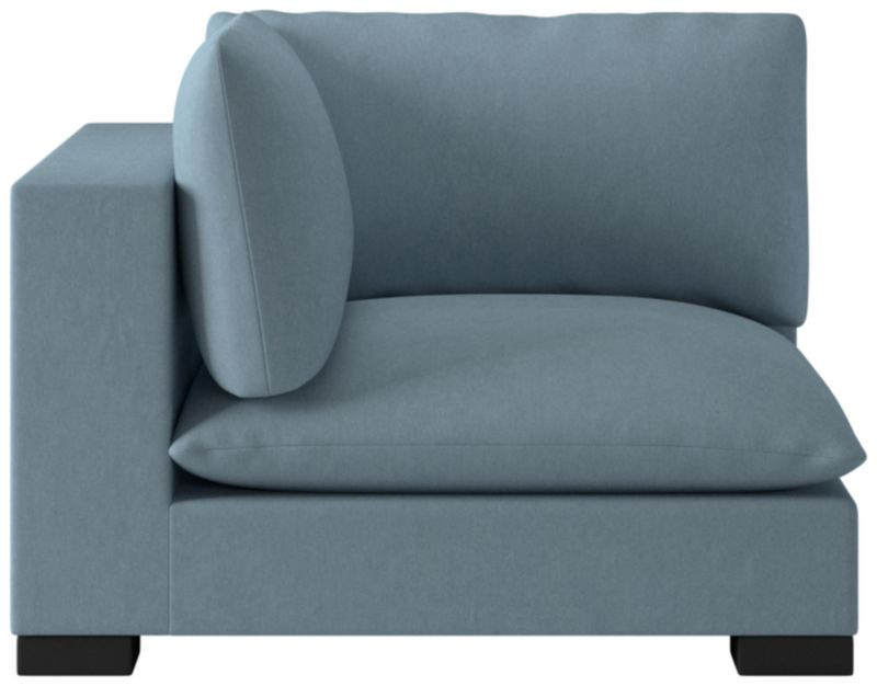 Deseo Lisbon Wedgewood Performance Velvet Deep Depth Corner Chair | CB2 | CB2