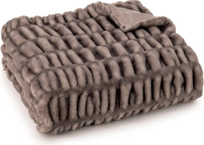 Ruched Faux Fur Throw Blanket | Nordstrom Rack