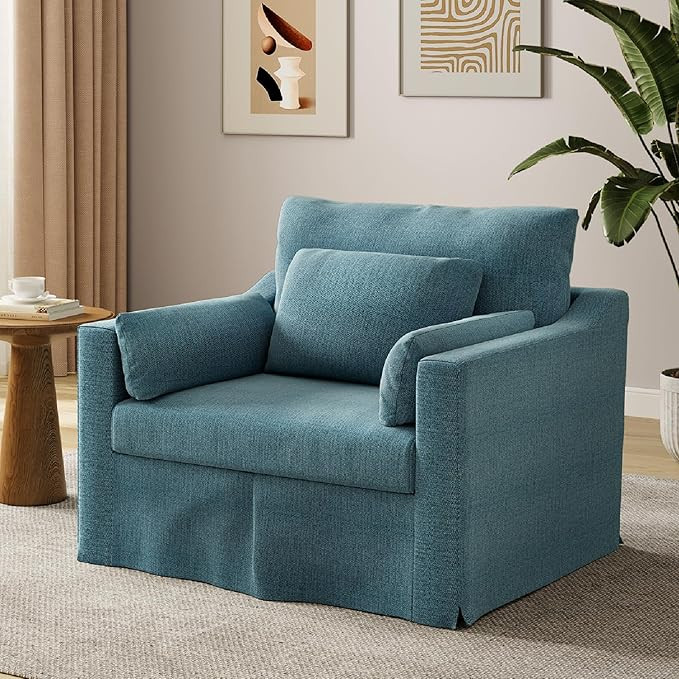 ONBRILL Oversized Accent Chair, 42 Inch Wide Slipcovered Sofa Chair with 3 Throw Pillows, Comfy R... | Amazon (US)