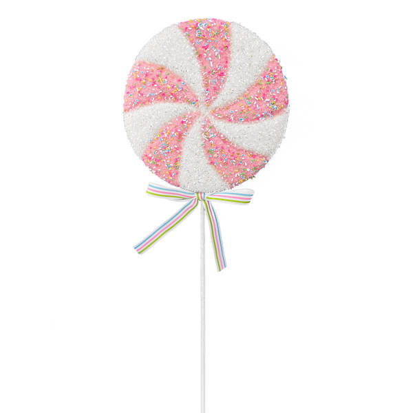 Mrs. Claus' Bakery Pink Lollipop with Sprinkles Stem, 24" | At Home