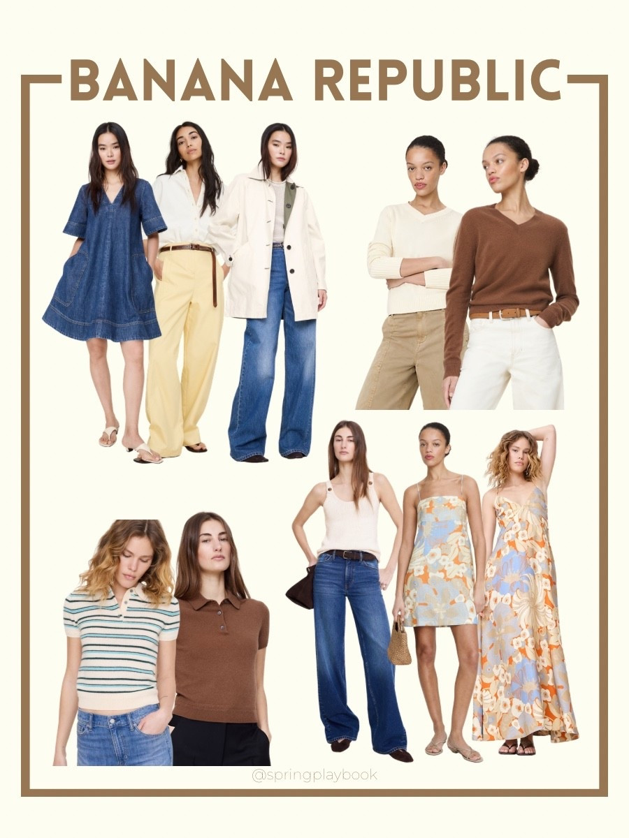 New from Banana Republic. Short-sleeve Cashmere Sweaters. V-neck sweaters. Sundresses. 

Color analysis. Spring  

#LTKWorkwear #LTKOver40 #LTKMidsize
