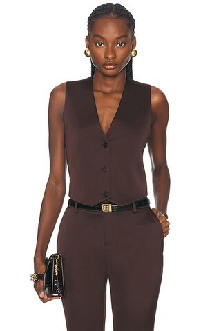 SER.O.YA Edwina Vest in Ash Brown | FWRD | FWRD 