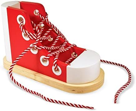 Melissa & Doug Deluxe Wood Lacing Sneaker - Learn to Tie a Shoe Educational Toy | Amazon (US)