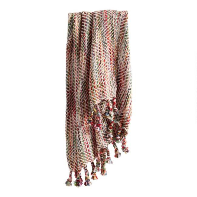 Multicolor Stitch Fringe Throw Blanket | World Market
