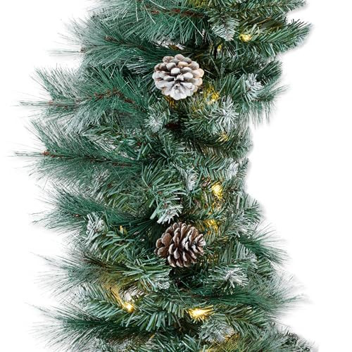 Best Choice Products 9ft Pre-Lit Christmas Garland Holiday Décor for Stairs, Mantel, w/Pine Cones, 2-in-1 White & Multi LED Lights - Semi-Flocked | Amazon (US)