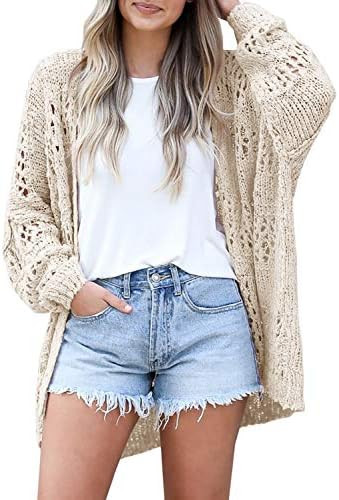 Ermonn Womens Crochet Cardigan Sweater Kimonos Boho Solid Color Oversized Spring Open Front Outwe... | Amazon (US)