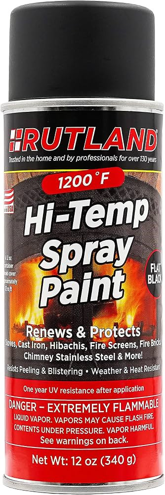 Rutland Products 80 Hi-Temp Spray Paint, Fl Oz (Pack of 1), Black, 12 | Amazon (US)