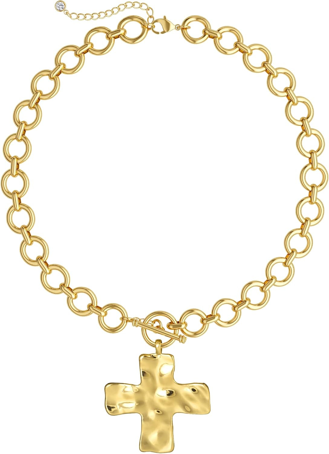 CHESKY 14K Gold Plated Chunky Cross Necklace for Women Toggle Clasp | Amazon (US)