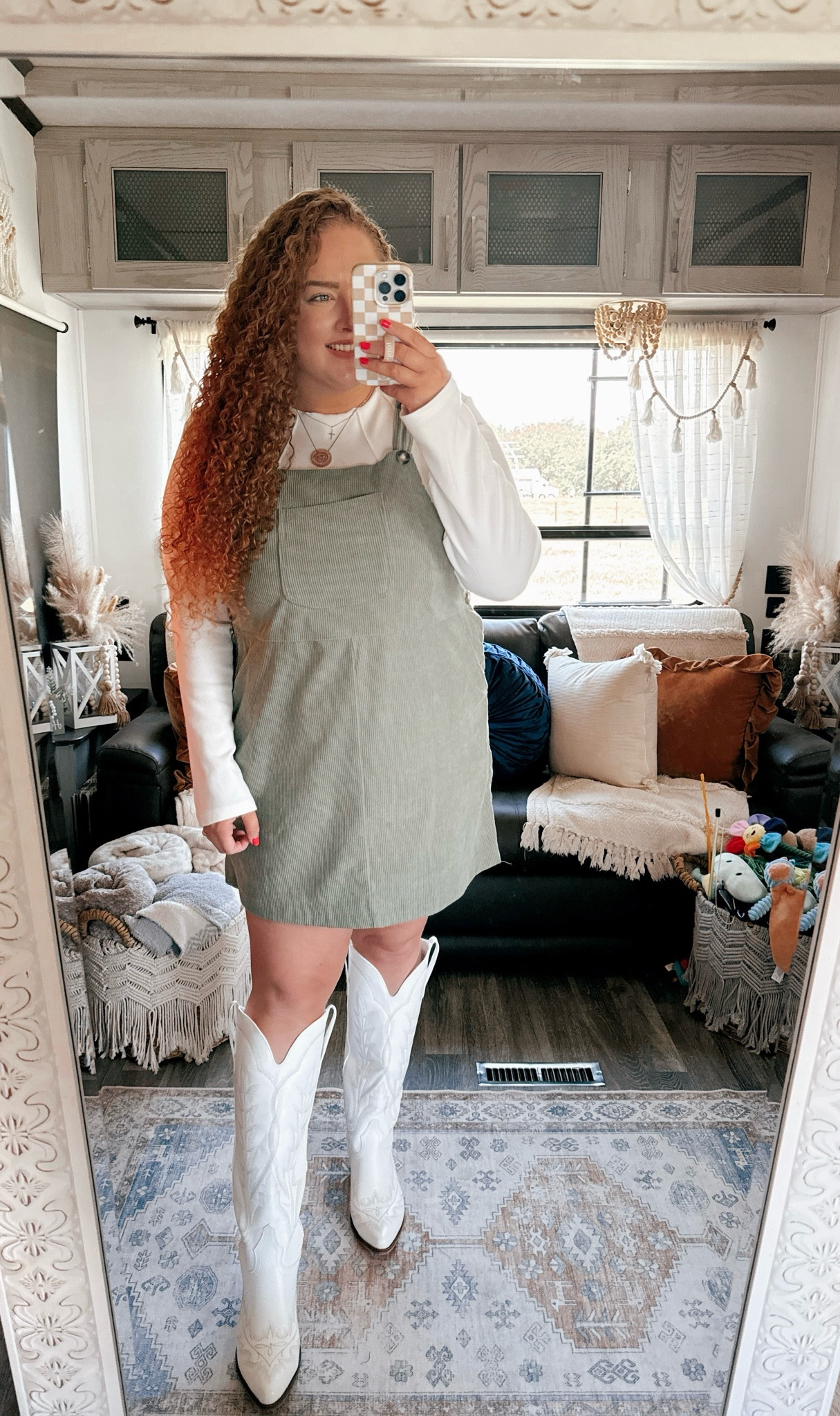 Scored this cute dress on amazon 😍🍂 dress | amazon dress | fall dress | green overall dress | amazon overall dress | long sleeve top | boots | cowboy boots | fall boots | fall cowboy boots | concert look | concert outfit | concert finds | concert outfit inspo | fall concert outfit | fall | fall finds | fall fashion finds | amazon fall finds | amazon fall fashion | fall outfit inspo | fall transition look | fall transition outfit | fall family photos | fall photos outfit | family photos outfit | fall family photos outfit 

#LTKStyleTip #LTKFallSale #LTKMidsize