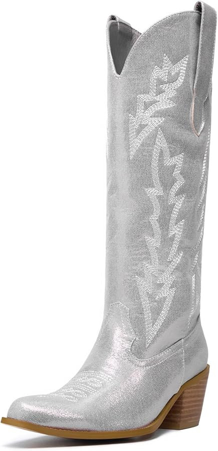 Amazon.com | GOSERCE Pink Cowgirl Boots Knee High Cowboy Boots for Women Western with Embroidery ... | Amazon (US)