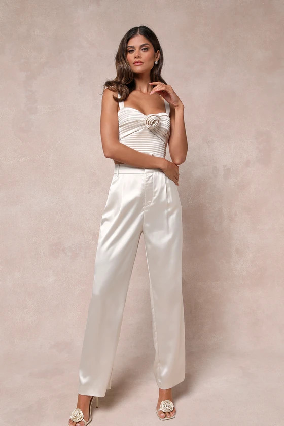 Flawless Behavior Champagne High Rise Straight Leg Pants | Lulus