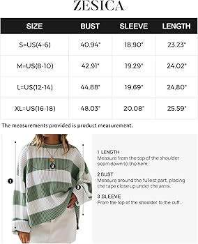 ZESICA Women's 2023 Fall Long Sleeve Crew Neck Striped Color Block Comfy Loose Oversized Knitted ... | Amazon (US)