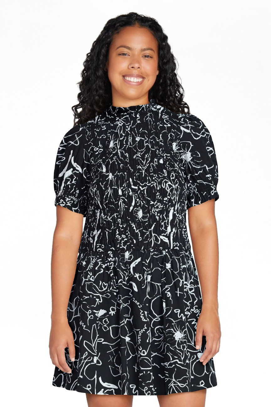 Scoop Women’s and Women's Plus Smocked Floral Mini Dress, Sizes XS-4X | Walmart (US)