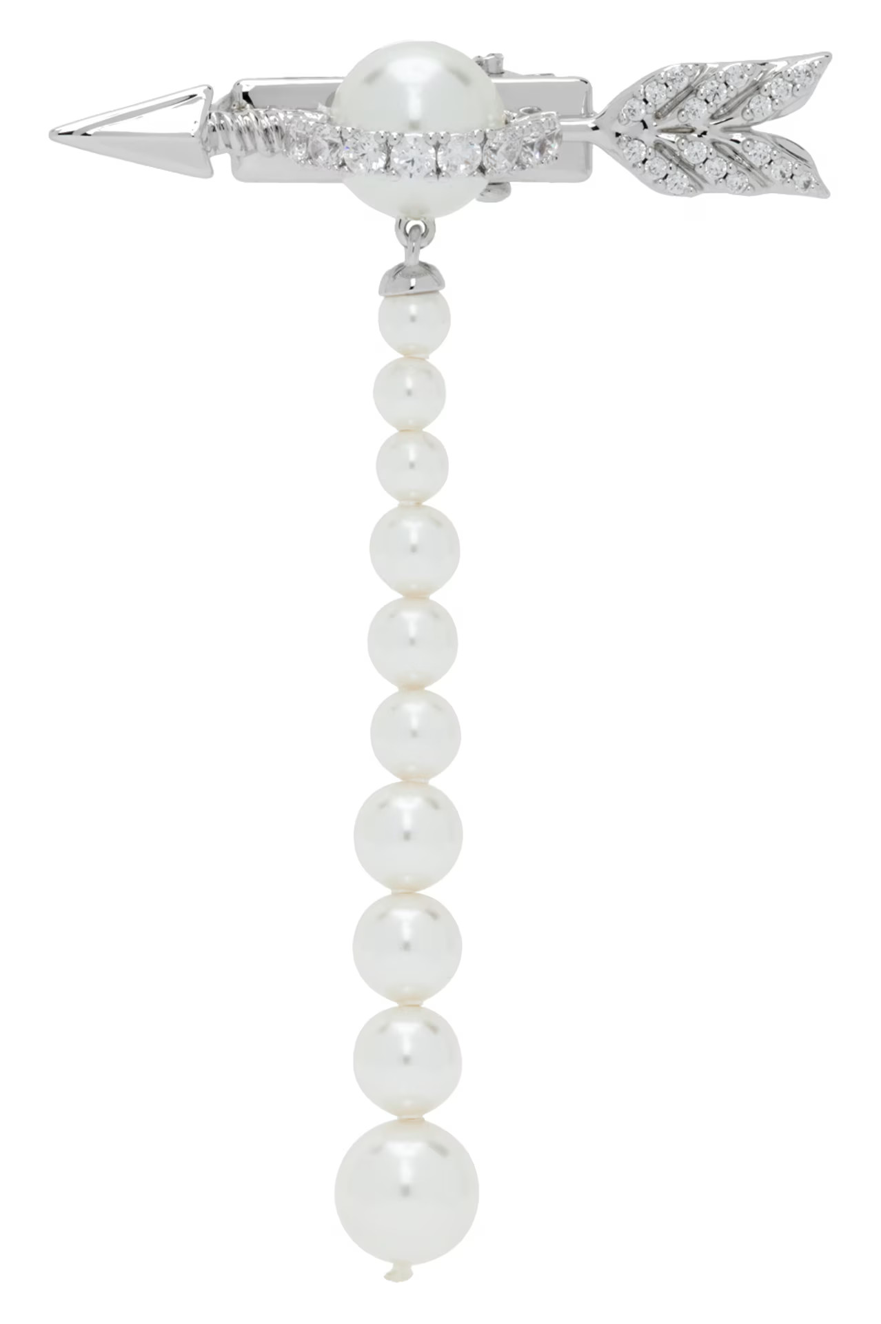Silver YVMIN Edition Pearl Fringed Arrow Hair Clip | SSENSE