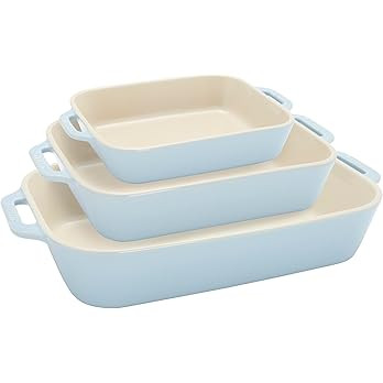 Staub Ceramic 3-pc Rectangular Baking Dish Set - Macaron Pastel Blue | Amazon (US)