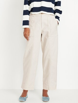 High-Waisted Canvas Barrel Ankle Pants | Old Navy (US)