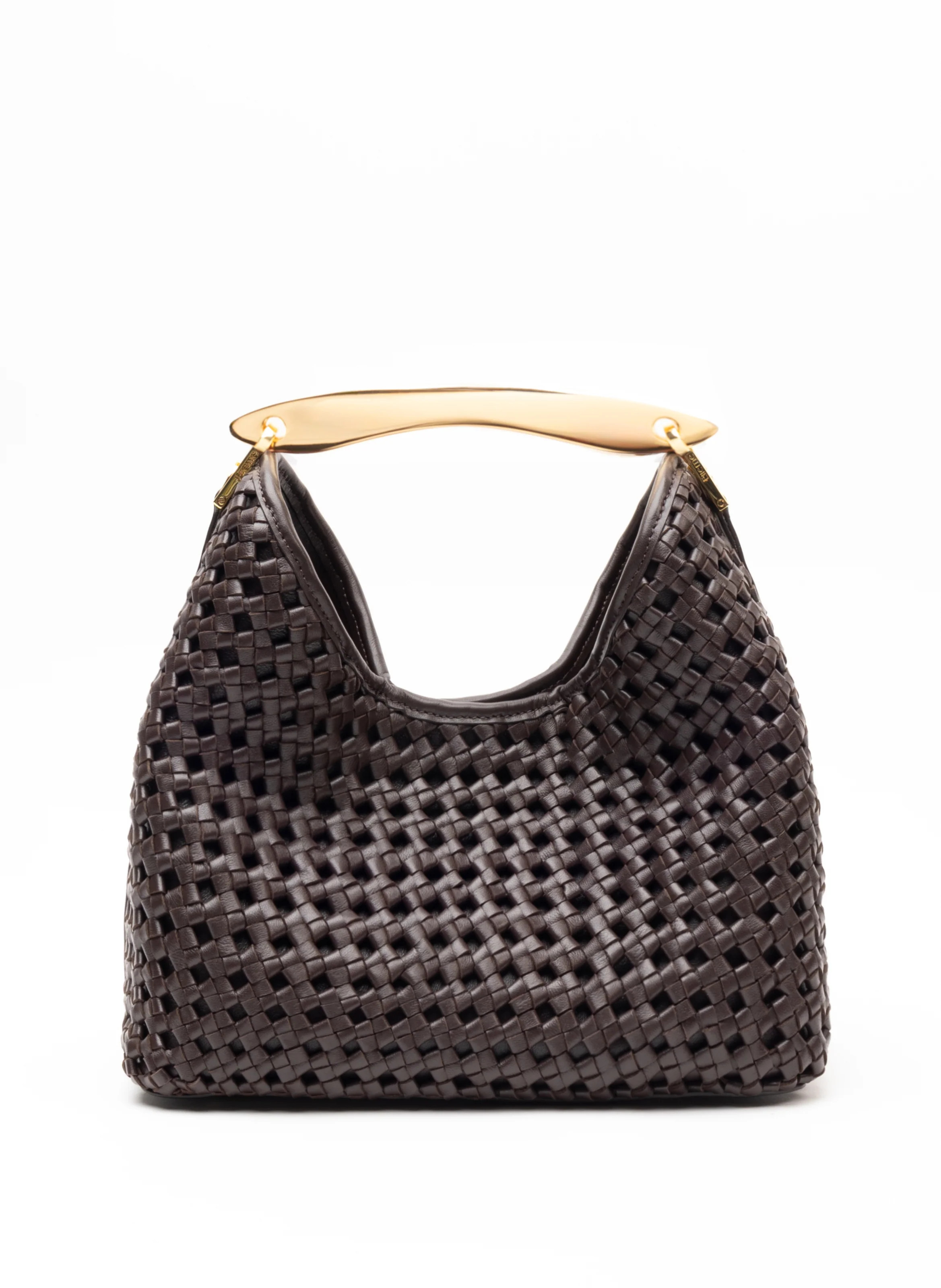 Boomerang Woven Leather Dark Brown - French Woven Handbags - Elleme | Elleme