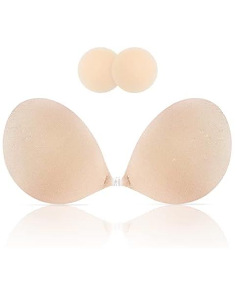 Niidor Strapless Bra Self Sticky Bra for Backless Dress with Silicone Pasties | Amazon (US)