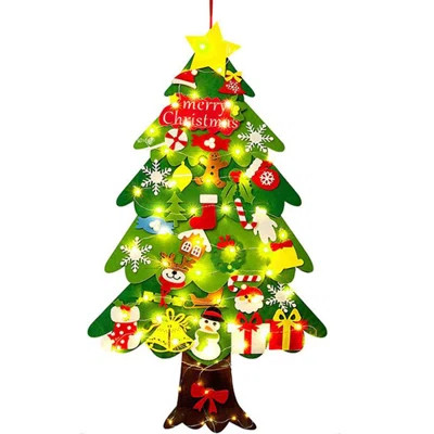 33Pcs DIY Felt Christmas Tree Set with String Lights,Wall-Mounted Home Decor,43"*26.5 | Wayfair North America