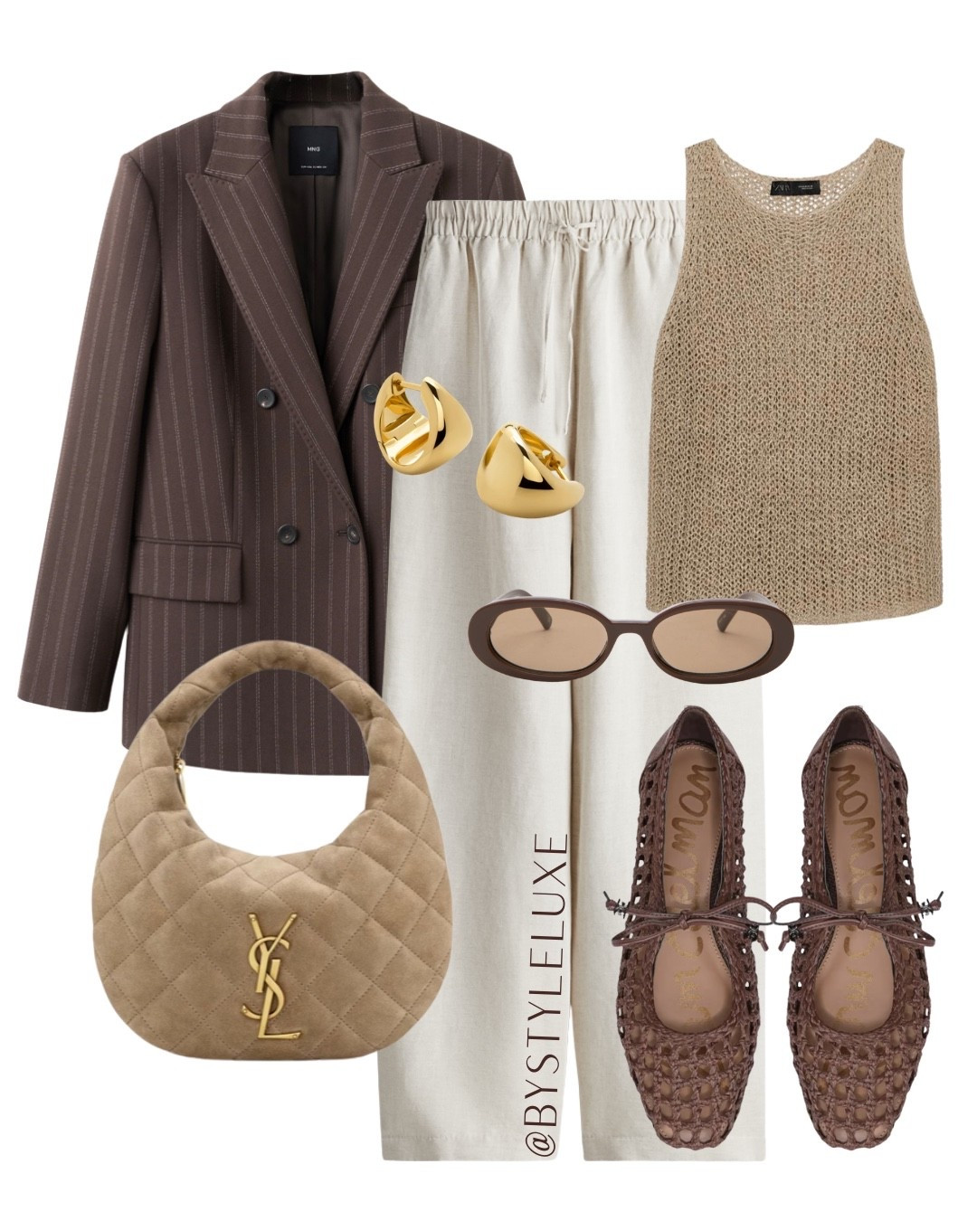BLAZER - An elevated brown pinstripe blazer styled with everyone’s fave H&M  linen trousers and viral crochet flats 

#linentrousers #blazer #balletflats 

#LTKshoes #LTKeurope #LTKspring