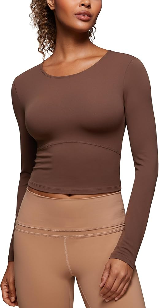 CRZ YOGA Butterluxe Womens Long Sleeve Crop Yoga Shirts Slim Fit Cropped Workout Tops Athletic Ca... | Amazon (US)