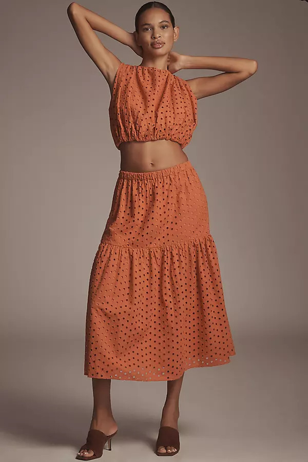 ASTR The Label Nalley Eyelet Midi Skirt | Anthropologie (US)