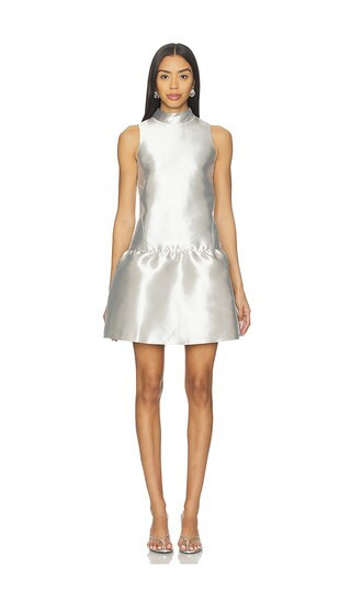 ALIGNE Blaze Satin Mini Dress in Metallic Silver. - size 6 | Revolve Clothing (Global)