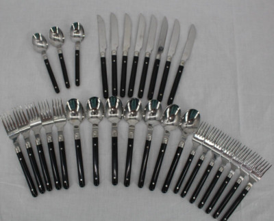 Vintage Crown Corning Silverware Korea Black Plastic Handle Flatware Set | eBay US