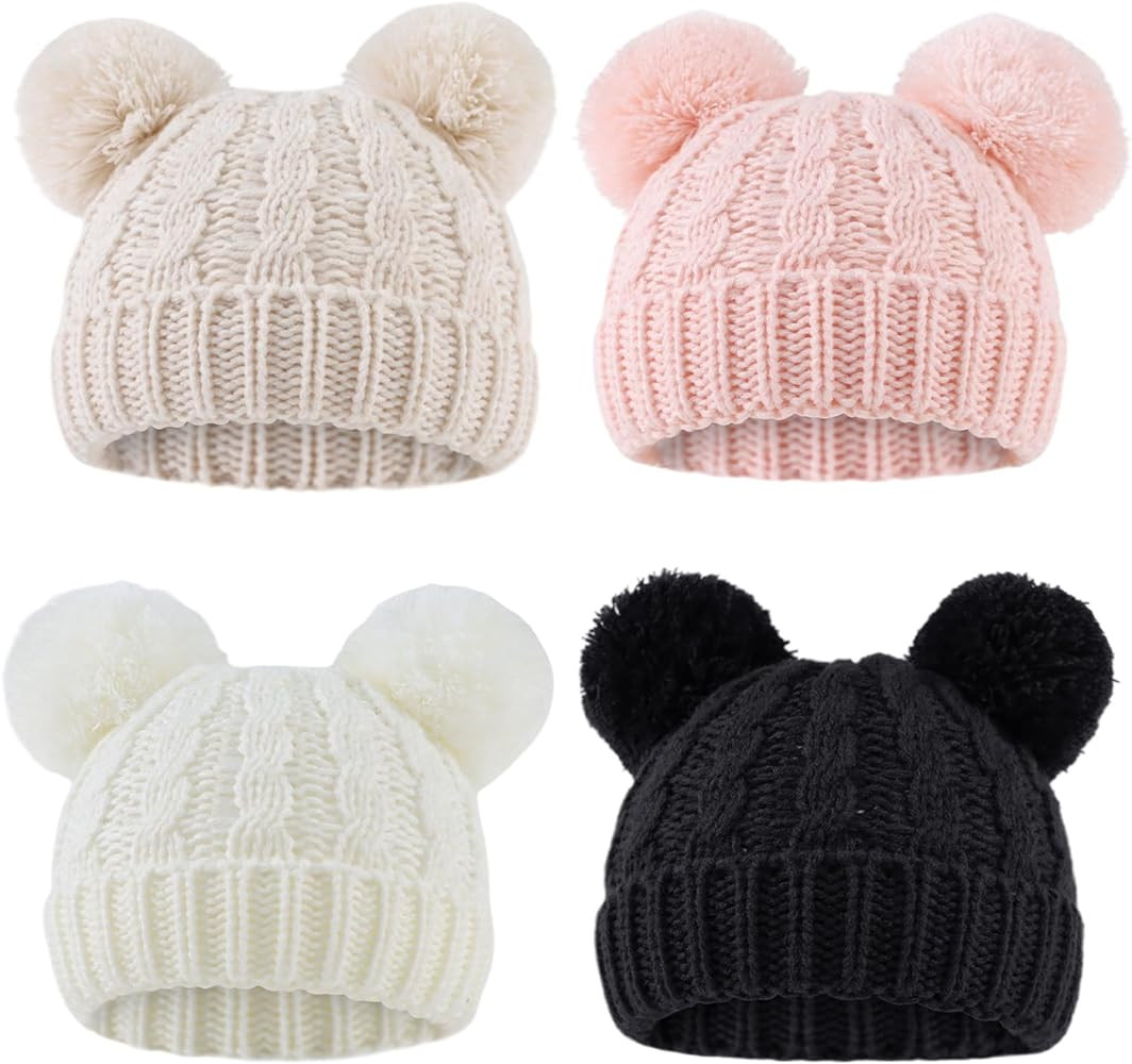 Yuoahcn Baby Girl Beanie Winter Baby Boy Hat with Pom pom Warm Infant Knitted Hats Toddler Kid Be... | Amazon (US)
