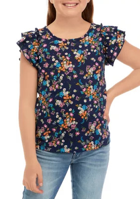 Crown & Ivy™ Girls 7-16 Ruffle Printed T-Shirt | Belk