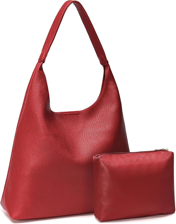 Hobo Bags for Women, Soft Vegan Leather Shoulder Handbags, Slouchy Tote Purses for Work, Travel, ... | Amazon (US)