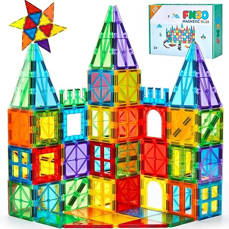 FNJO Magnetic Tiles, 110PCS Magnet Building Set, Magnetic Building Blocks, Construction STEM Lear... | Amazon (US)