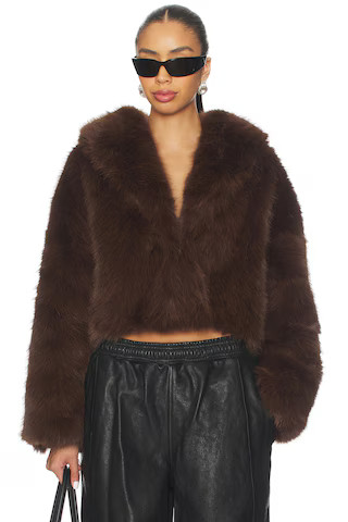 LIONESS Madame Faux Fur Jacket in Chocolate from Revolve.com | Revolve Clothing (Global)