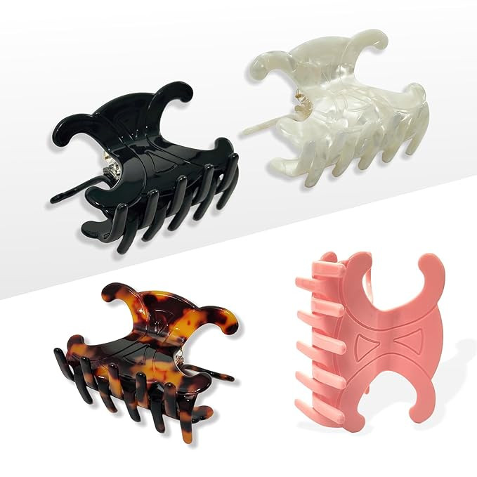 Acetate Hair Claw Clips 4-Pack - Medium-Sized Butterfly Clips with Secure Hold for Updos, Premium... | Amazon (US)