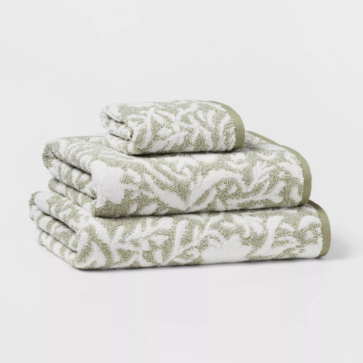 Performance Plus Bath Towel Light Green Floral - Threshold™: Heavyweight Cotton, Jacquard Terry... | Target