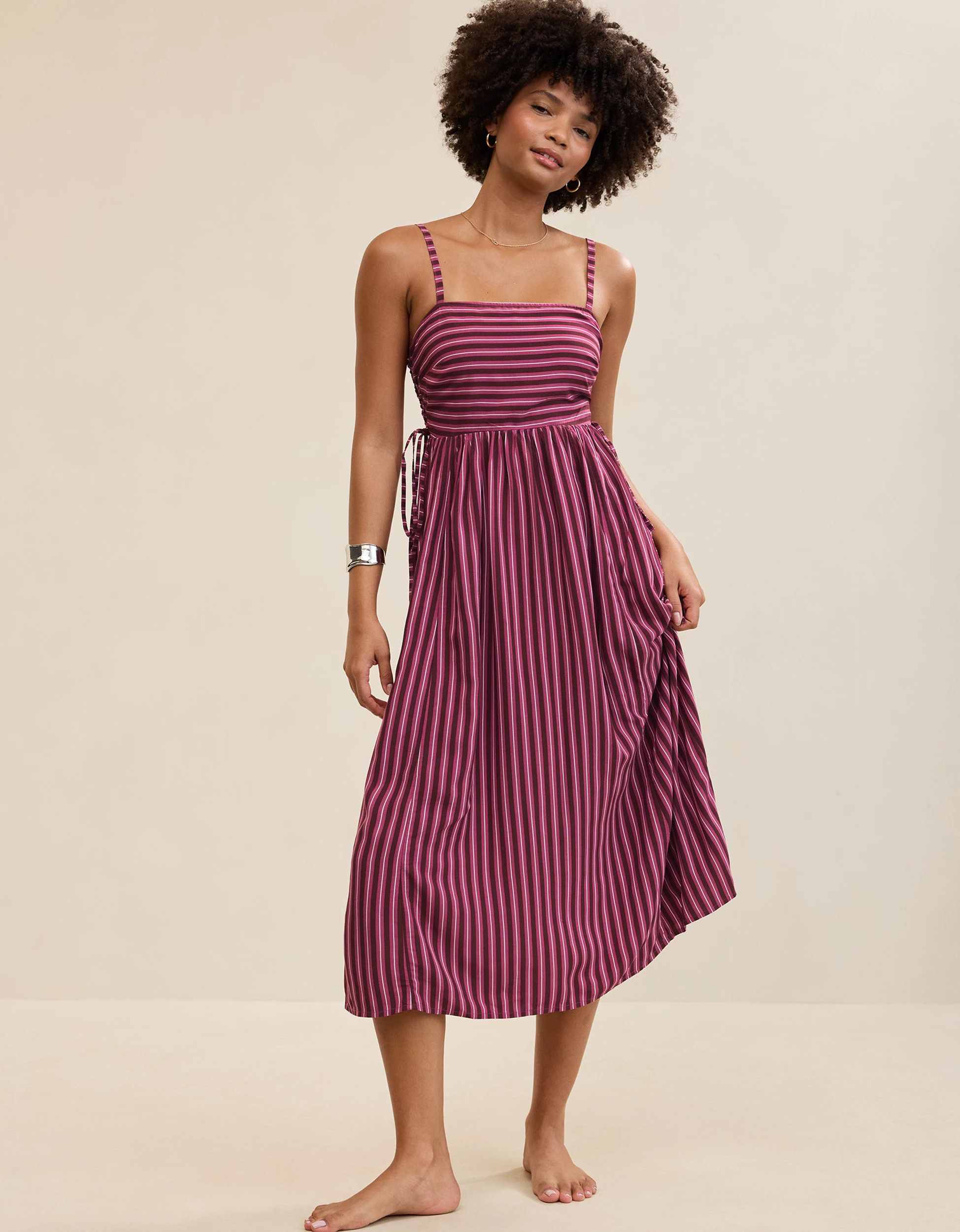 Aerie Happy & Drapey Lace Up Dress | Aerie
