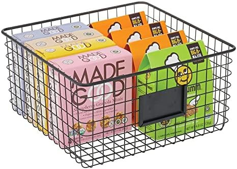 mDesign Farmhouse Decor Metal Wire Food Organizer Storage Bin Baskets with Label Slot for Kitchen... | Amazon (US)