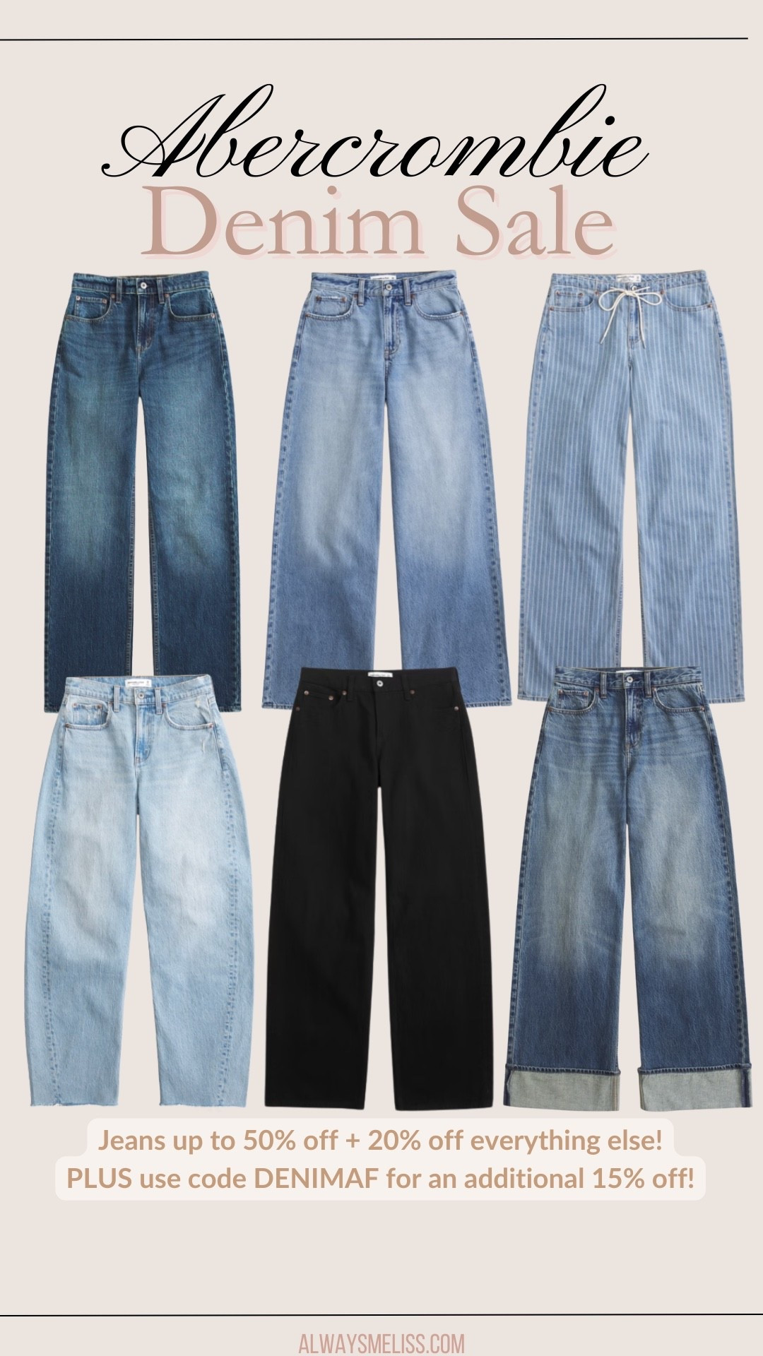 Up to 50% off! Use code DENIMAF to save an additional 15% off!

Abercrombie sale
Abercrombie Jeans
Fall pants

#LTKSaleAlert #LTKSeasonal