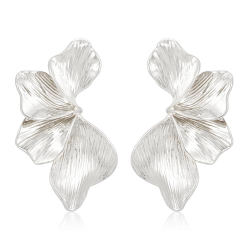 LILIE&WHITE Silver Flower Earrings for Women, Elegant Petal Design, Hypoallergenic & Fade-Resistant, Lightweight Drop Earrings, Gift for Her, Stylish Accessories for Special Occasions | Amazon (UK)