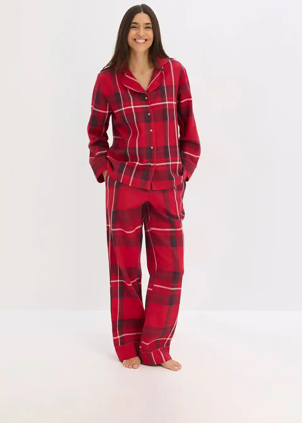 Flanell Pyjama aus weicher Baumwolle mit Geschenktasche | Bonprix DE