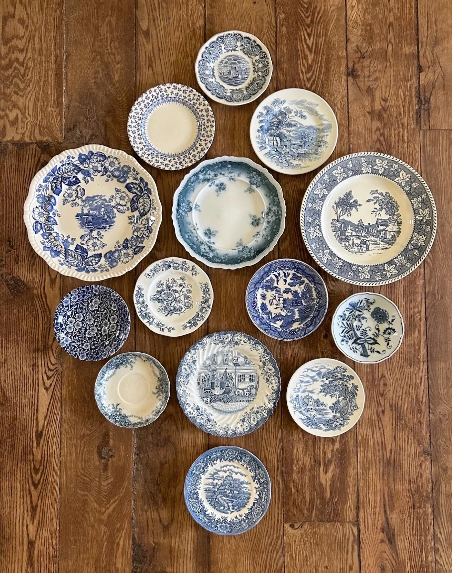 Ready to hang mismatched plate wall, beautiful in a dining room or any space that needs a touch of blue & white.

#LTKHome