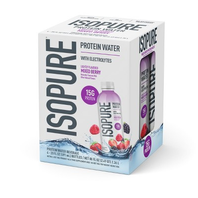 Isopure Ready to Drink Mixed Berry 15g Clear Protein Water with Electrolytes - 4pk/20 fl oz | Target
