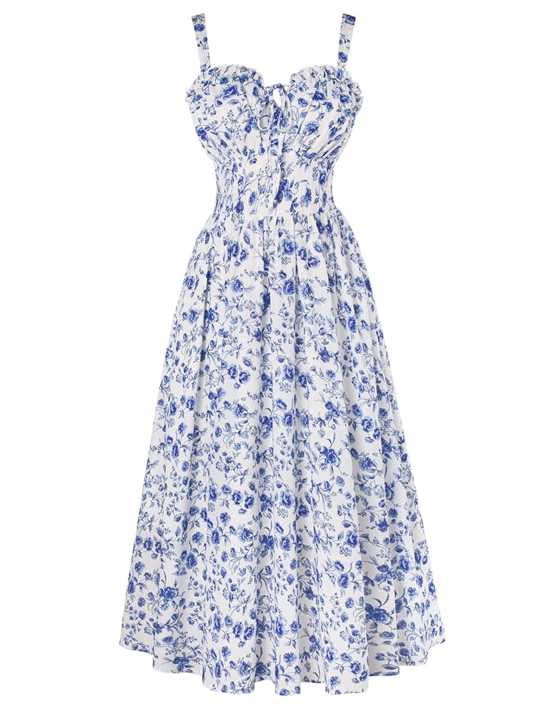 SCARLET DARKNESS Damen Sommerkleid Lang Ärmellos Blumendruck Chiffonkleid Spaghettiträger Stran... | Amazon (DE)